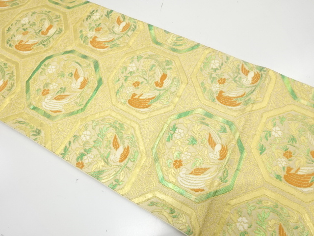 JAPANESE FUKURO OBI / WOVEN FLOWER & BIRD